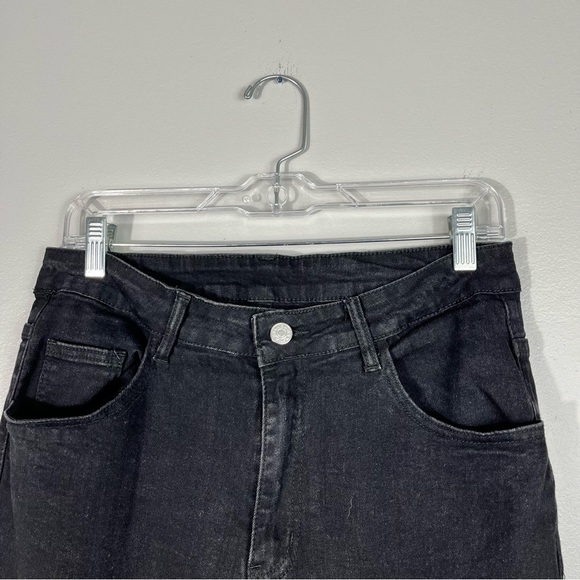 Shein Curve Black Stretch Denim Raw Hem High Rise Flare Jeans 1XL Plus Size 30 - Picture 3 of 5